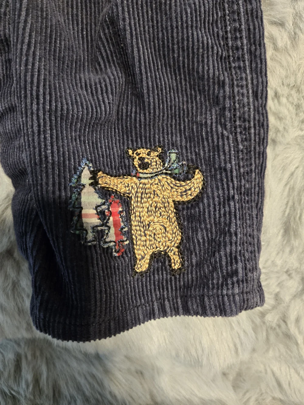 OshKosh B'gosh Navy Corduroy Embroidered Winter Bear Overalls 12M